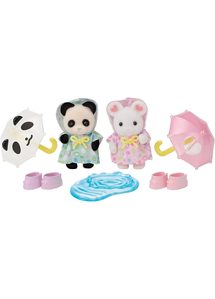 Sylvanian families 5748 прогулянка з парасольками baby duo фігурки та аксесуари