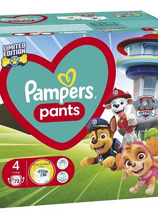 Підгузки-трусики pampers pants 4 72 шт. 9-15 кг psi patrol