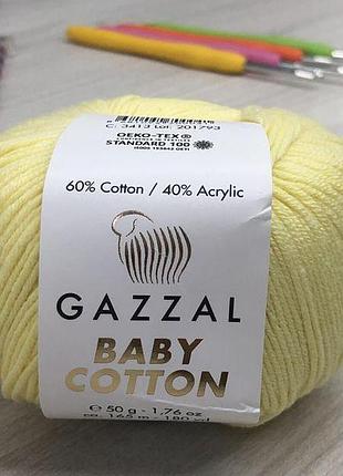 Пряжа gazzal – baby cotton колір 3413 лимонний