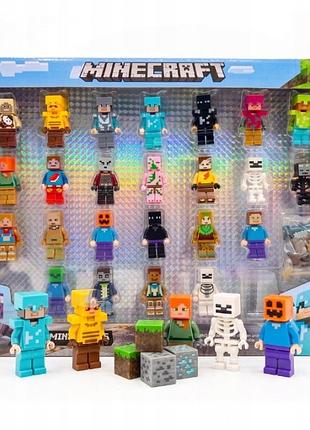 Іграшковий набір minecraft mega 24 фігурки конструктор аксесуари інструменти фігурки kraft