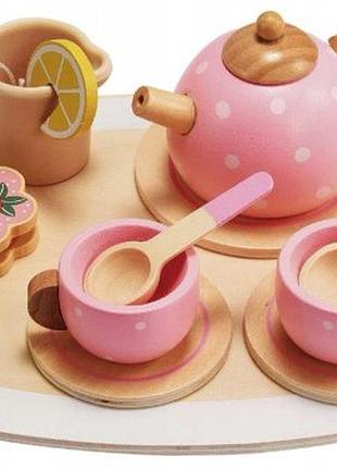 Набір для кави та чаю montessori дерев'яний з підносом xxl для дітей
