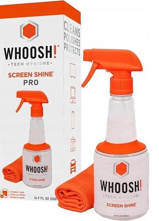 Рідина для чищення екранів whoosh 500 мл з мікрофібровою серветкою