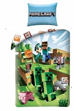 Дитяча білизна для ліжка minecraft 140 шт. 200 см багатоколірна halantex кріпер