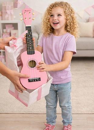 Іграшка навчальна ukulele дерев'яна гітара для дітей для навчання гри 6