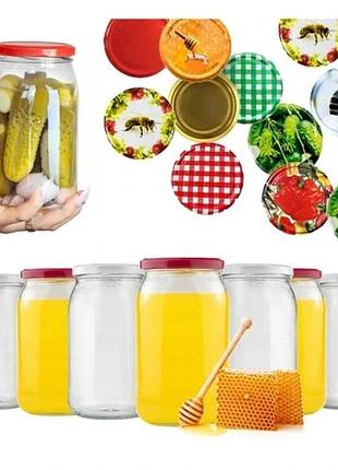 64x скляна банка 900ml для меду консерви скляні банки 0,9л з кришкою fi82