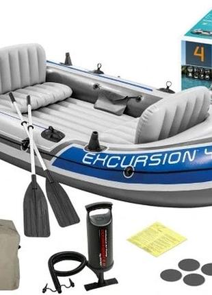 Понтон рибальський excursion 4 os intex з насосом + весла 68324 модель 2025