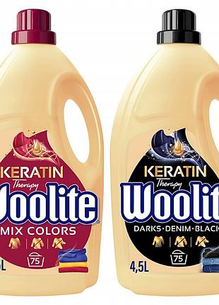 Набір woolite mix для прання чорного та кольорового з кератином 2x 4.5л