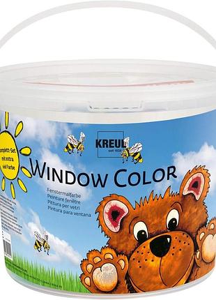Kreul 40151 window color power pack ведмідь 8 x 125 мл фарб для вікон чорний контур для дітей 2 плівки тонкий наконечник і
