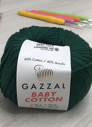Пряжа gazzal – baby cotton колір 3467 смарагд