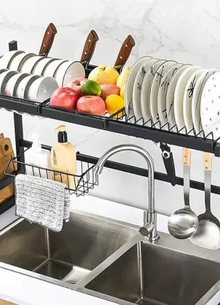 Металевий органайзер полиця для сушіння та зберігання посуду kitchen rack, сушарка для посуду над раковиною