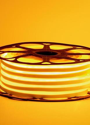 Стрічка силіконова led neon 12v жовта 5 м
