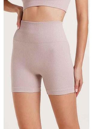 Велосипедки жіночі з мікрофібри в рубчик короткі shorts rib shape push-up burnished lilac р.s-m пиловий рожевий тм giulia