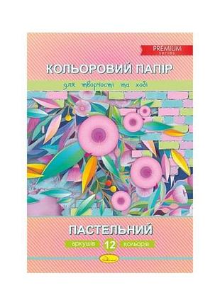 Бумага цветная 12 листов пастельный премиум а4 ап-1213 тм апельсин