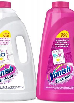 Набір детергенту vanish oxi action рідкий видаляє плями для кольорового та білого білизни 2x3l