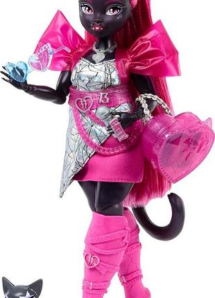 Monster high catty noir лялька з фігуркою котика amulette та аксесуарами: рюкзак дзеркало мікрофон hxh76