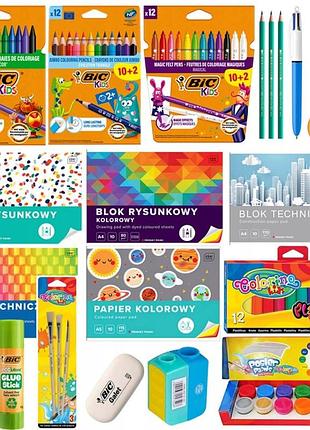 Набір шкільного приладдя bic для 1-3 класів xxl 77 елементів