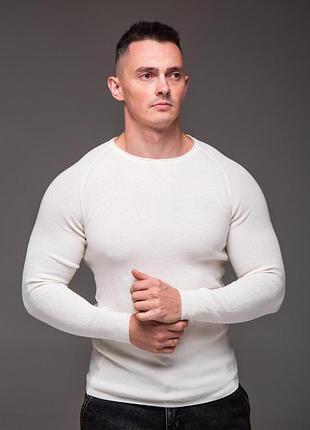 Белый мужской свитер slim fit 2