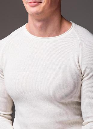 Белый мужской свитер slim fit 3