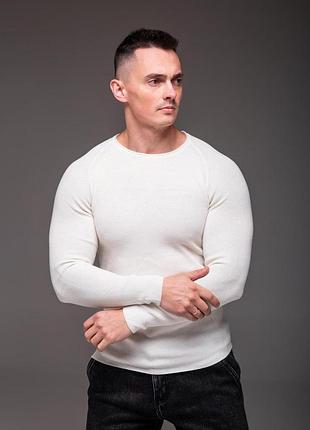 Белый мужской свитер slim fit 4