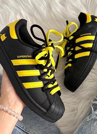 Adidas superstar pokemon black yellow custom 2
