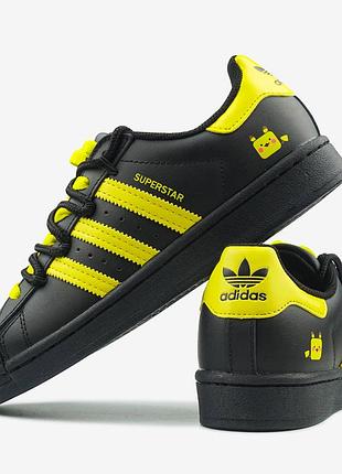 Adidas superstar pokemon black yellow custom 5