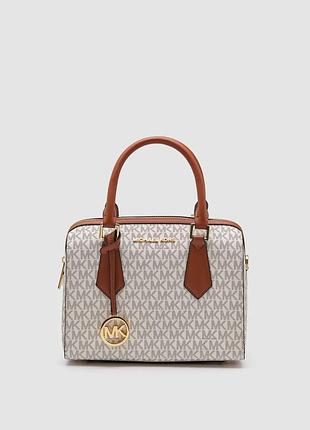 💎 michael kors small hayes duffle crossbody bag vanilla/luggage 25 х 18 х 14 см