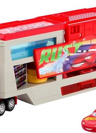 Mattel cars auta maniek – мобільний лакувальник зміна кольору набір з транспортером з від'єднуваною кабіною та трансформацією +