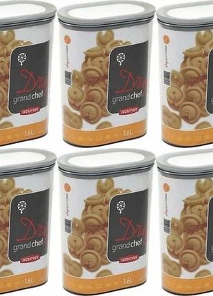 Набір з 6 штук контейнер 1,6л для сипучих продуктів: сіль борошно curver x6