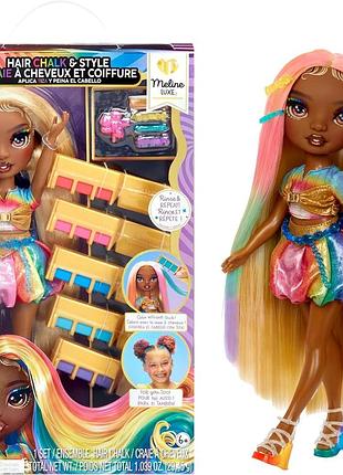 Rainbow high hair chalk & style лялька meline 28 см з змивною крейдою для волосся для дітей 4-12+ років