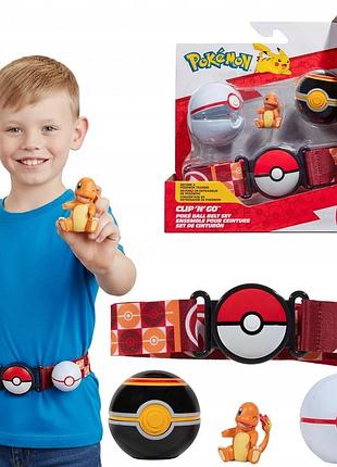 Pokemon clip ’n’ go пояс тренера з покеболом та фігуркою чармандер pkw3163