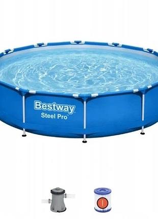Басейн каркасний круглий bestway 366 шт. 366 см з насосом 56681