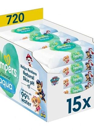 Pampers вологі серветки harmony aqua пси-патруль 15x48 шт.