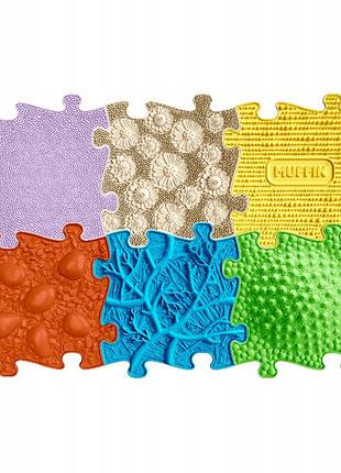 Підлоговий сенсорний килимок muffik mfk-023 baby set soft з 6 ортопедичних елементів для вправ