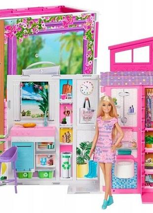 Лялька barbie затишний будиночок для ляльок + набір для гри з лялькою barbie