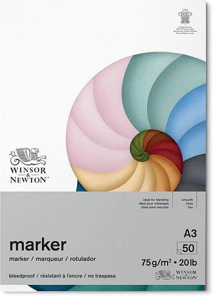 Папір для маркерів winsor & newton 6002009 50 аркушів din a3 75 г/м² без хлору та кислот стійкий до старіння