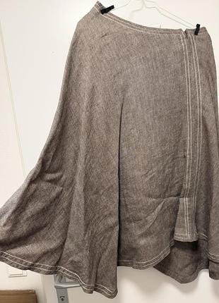 Міді спідниця жіноча max mara лляна асиметричного крою