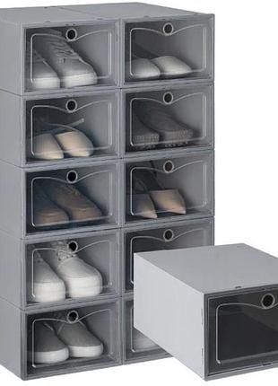 10 × шухляд для взуття 4convy 22,5 x 14 x 32 см відтінки сірого, органайзер для взуття, набір шухляд для шафи