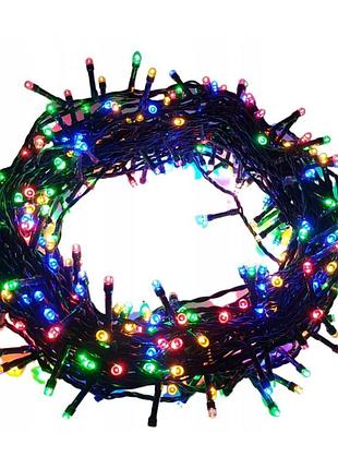Светодиодная гирлянда-нить 300 led с теплым светом, черным проводом, флеш-эффектом и защитой ip44