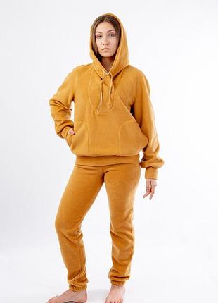 Кофта женская флисовая худи гірчичний, xl