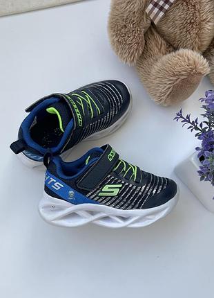 Кросівки для хлопчиків skechers з підсвіткою, синьо-зелені