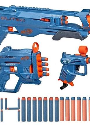 Набір nerf elite 2.0 3 бластери пістолет карабін дробовик та стріли