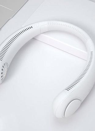 Портативный аккумуляторный вентилятор на шею, 3 режима работы голубой