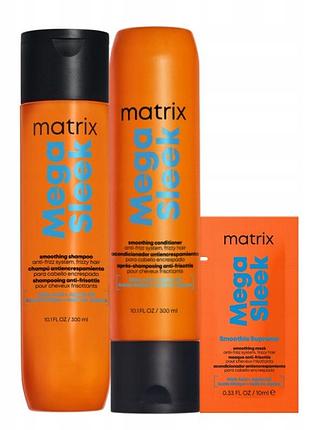 Шампунь matrix mega sleek для розгладження волосся та кондиціонер для пухнастого волосся