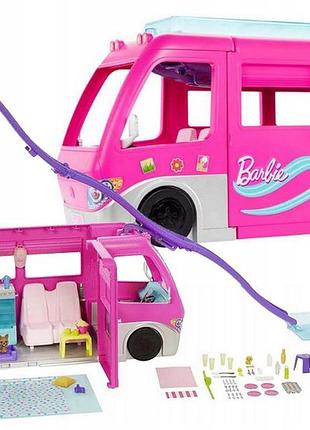Лялька barbie "кемпер мрій" великий автомобіль для ляльок barbie + аксесуари