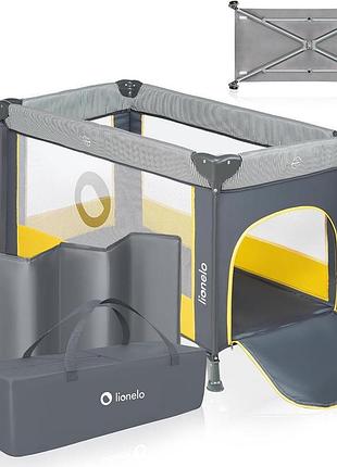 Lionelo lo-stefi дитяче туристичне ліжечко сірий/жовтий 125 x 65 x 73 см