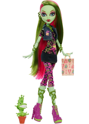 Monster high venus mcflytrap лялька колекційна підставка щоденник і тваринка чевліан іграшка для дітей 6+ фанатів і колекціонерів