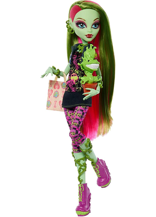 Monster high venus mcflytrap лялька колекційна підставка щоденник і тваринка чевліан іграшка для дітей 6+ фанатів і колекціонерів 6