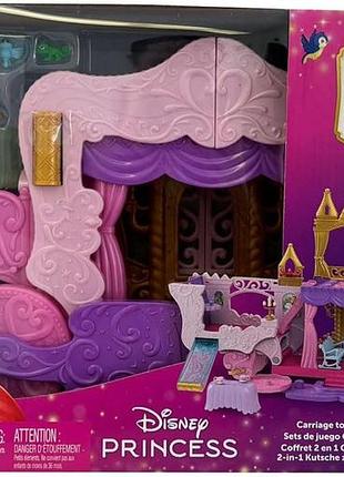 Mattel принцеса діснея карета-замок 2в1 набір з 3 рівнями 6 зонами гри трансформацією лялькою авророю 4 фігурками меблями та