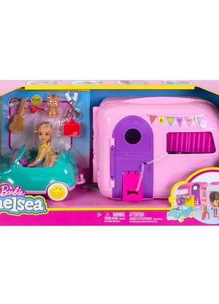 Лялька barbie chelsea автомобіль кабріолет fxg90 кампер песик