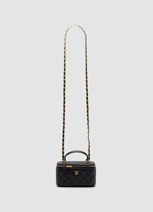 💎 chanel classic black lambskin pearl crush vanity bag (с зеркальцем) 17 х 11 х 8 (другая подкладка)